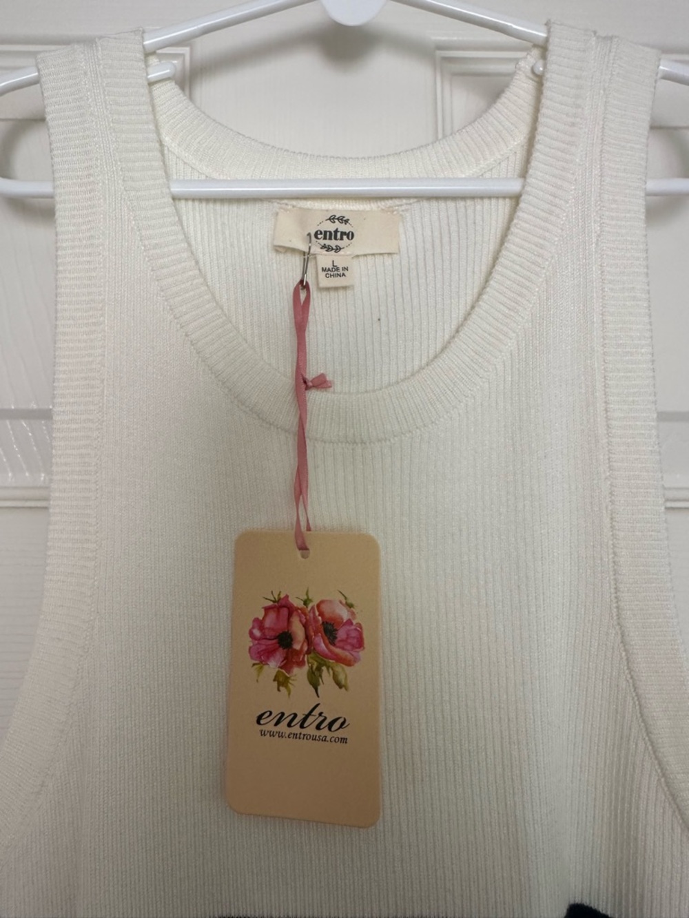entro Cream Ribbed Tank Top - Picture 3 of 4